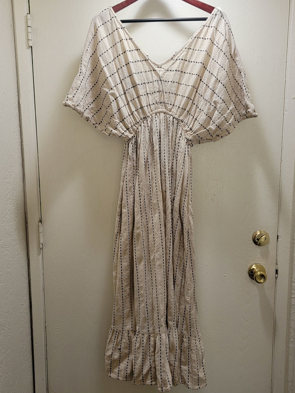 Cost Plus World Market Cream Maxi Dress with Black Stripe